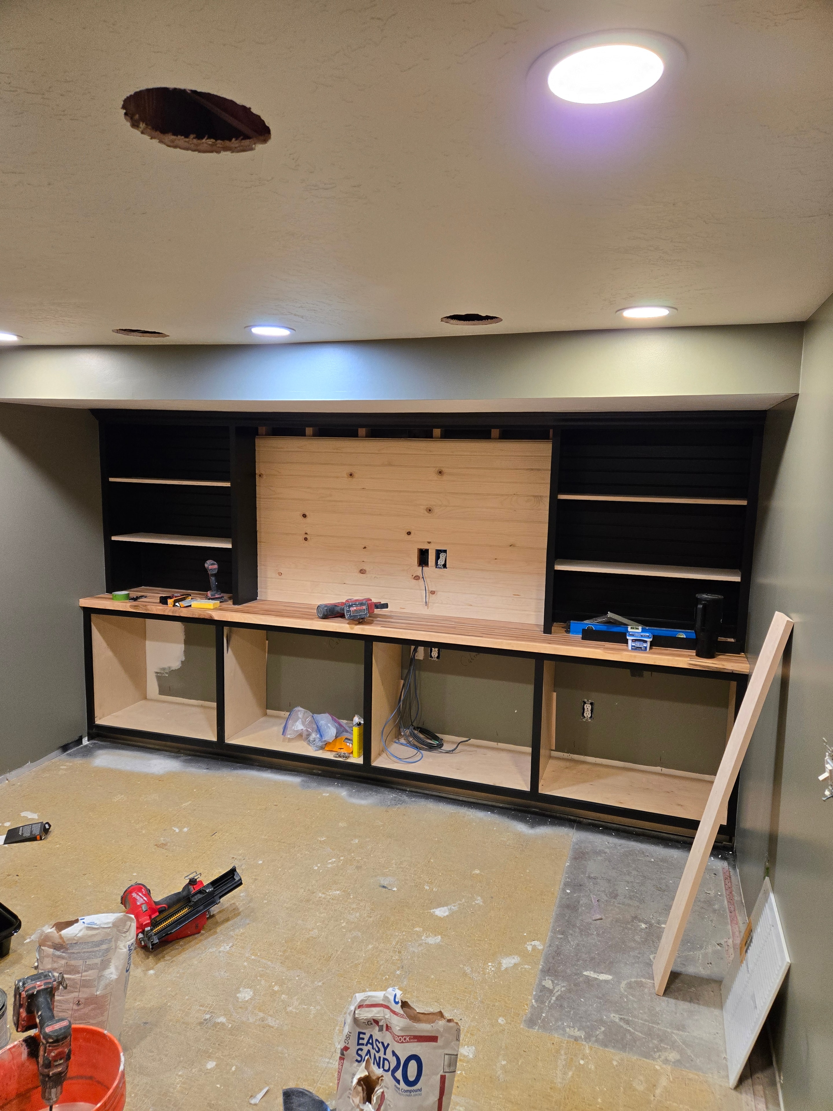 Custom Built-In Cabinet Paint — In Progress